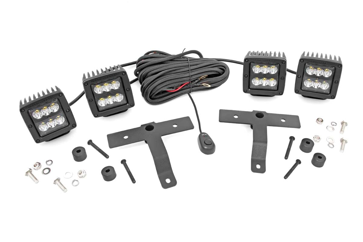 Quad LED Light Kit | Cowl Mount | 2" Black Pairs | Spot | Jeep Gladiator JT/Wrangler JL (18-26)