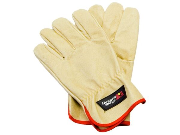 Rugged Ridge Leather Recovery Gloves for Hand Protection During Winching