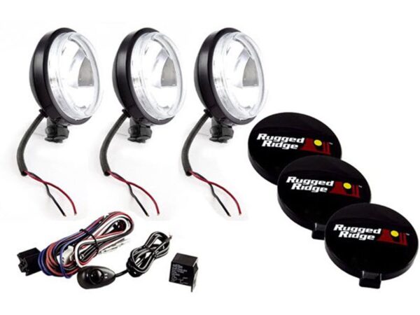 Rugged Ridge Round Off-Road Lights with Durable Steel Housing