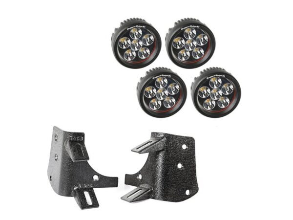 Rugged Ridge A-Pillar Round LED Light Kit with Dual Beam Options