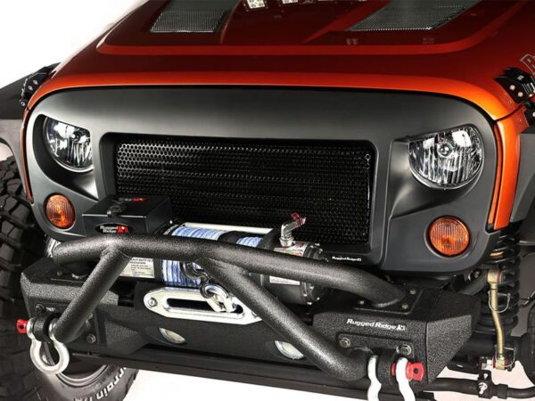 Rugged Ridge Spartan Grille with Steel Mesh and OE Shell, Black Finish