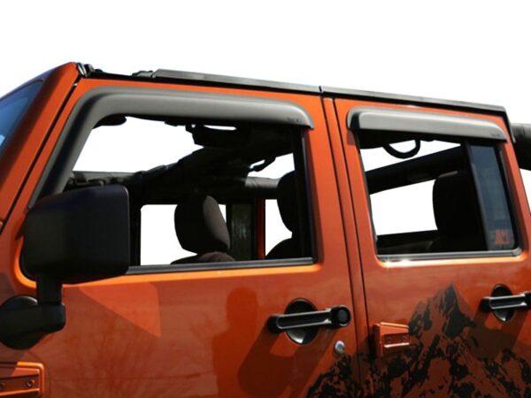 Rugged Ridge Tape-On Window Rain Deflectors - Durable Acrylic, Multiple Finishes