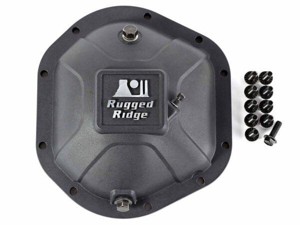 Rugged Ridge Boulder Aluminum Differential Cover - Durable Matte Black Protection